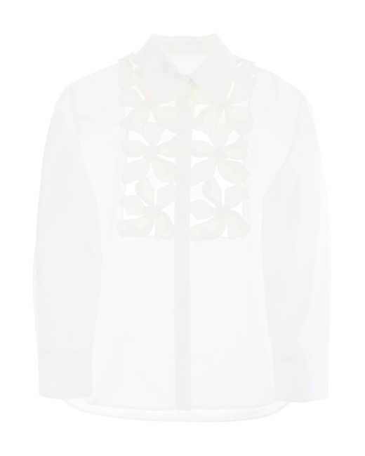 Valentino Garavani White Bestickter Hemd im kompakten Pop
