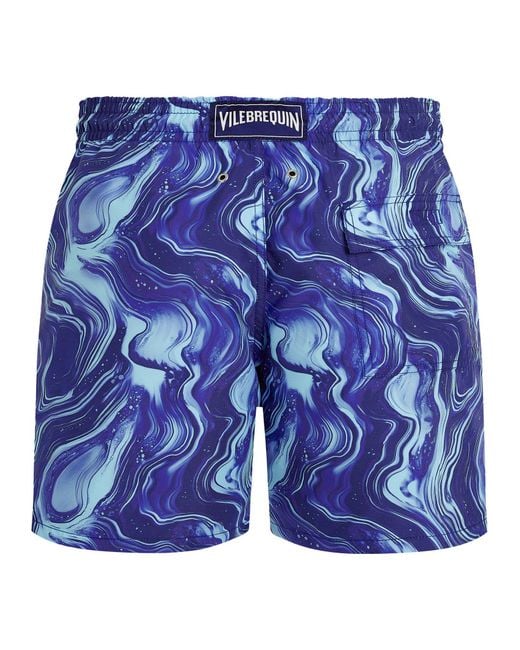 Vilebrequin Blue Recycled Polyamide Swim Shorts With Marbled Print for men