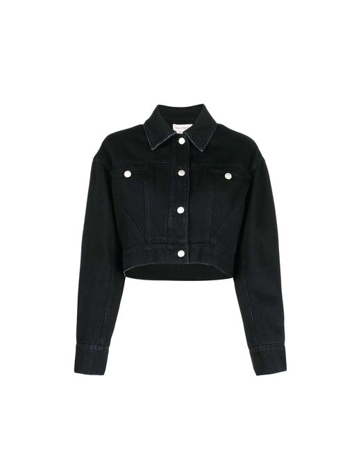 McQueen Black Cropped Denim Jacket For