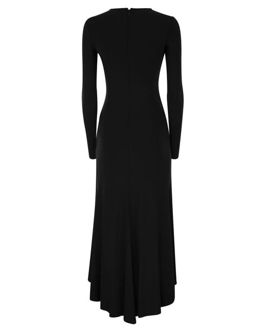 Elisabetta Franchi Black Crêpe Jersey Dress With Jewel Detail