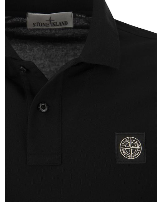 Stone Island Slim Cotton Polo -Hemd in Black für Herren