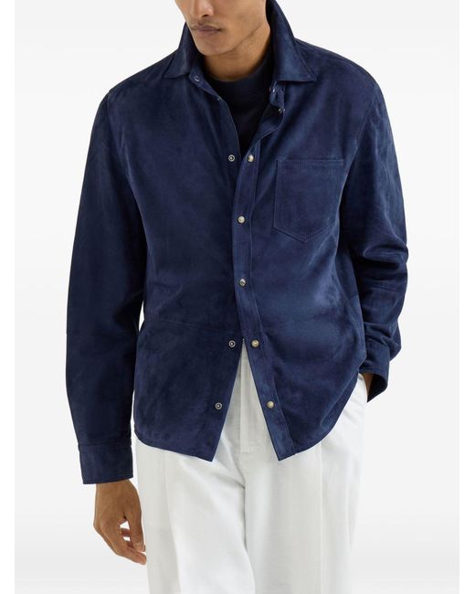 Brunello Cucinelli Hemd Mit Brusttasche in Blue für Herren