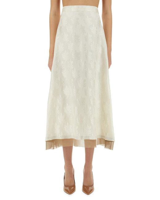 Fendi Natural Ff Silk Skirt