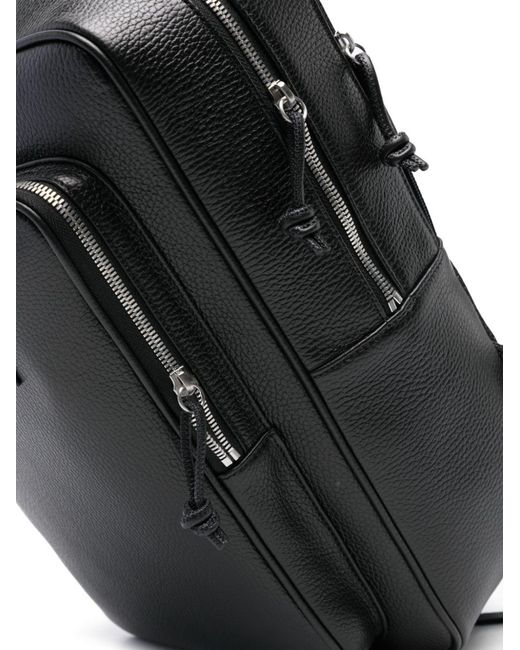 Emporio Armani Black Leather Backpack for men