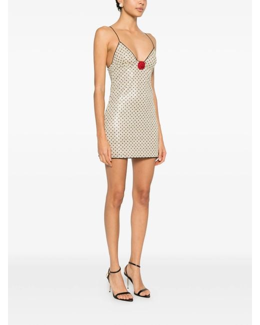 Oseree Multicolor Polka-Dot Appliqué Mini Dress