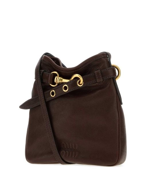 Miu Miu Brown Chocolate Nappa Leather Crossbody Bag