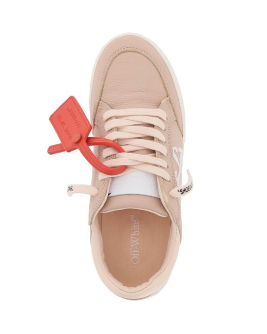 Off-White c/o Virgil Abloh Uit Wit Laag Leer Gevulkaniseerde Sneakers Voor in het Pink