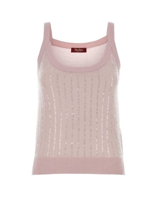 MM STUDIO Pink Silk Lend Cosetta Tank Top