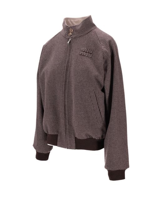 Miu Miu Pink Logo Mandarin Collar Jacket