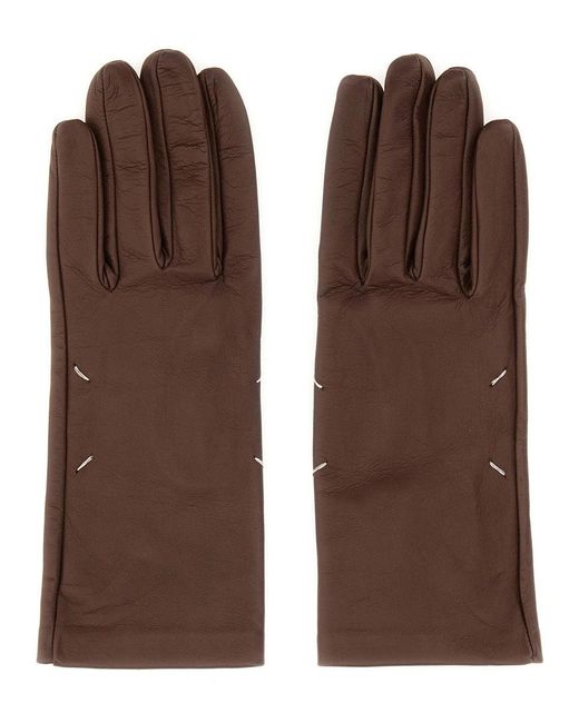 Maison Margiela Brown Leather Gloves
