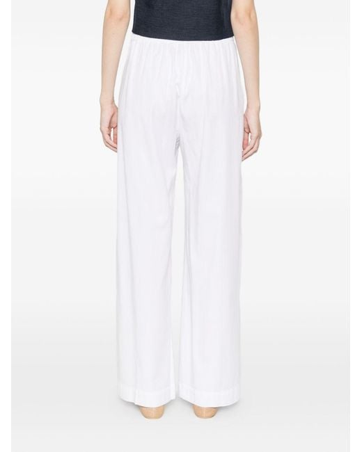 Via Masini 80 White Trousers Lyocell