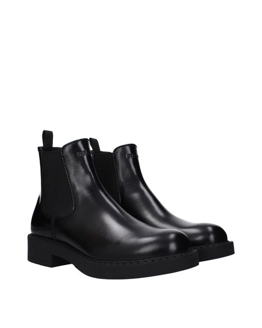 Prada Black Stivaletti Chelsea Uomo Pelle Nero