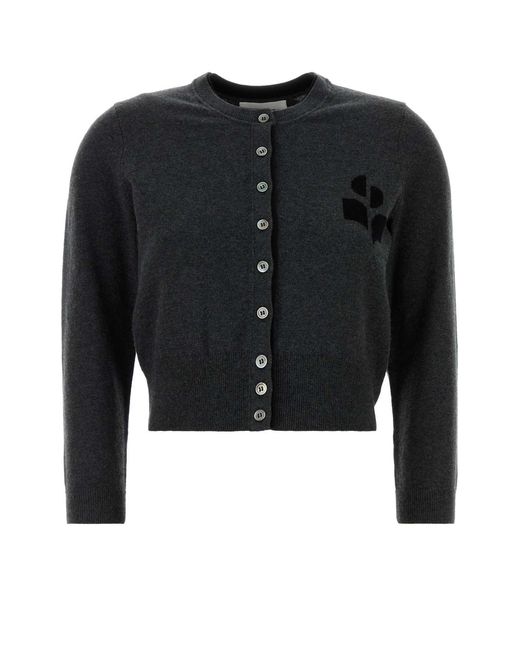 Isabel Marant Black Charcoal Cotton Blend Lona Cardigan
