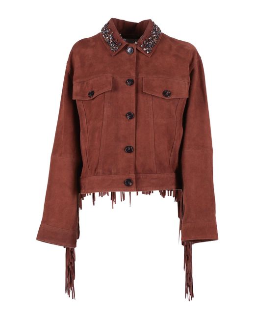 Ermanno Scervino Brown Suede Fringe Jacket