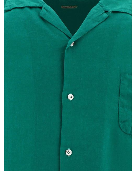 Camisa de lino Kapital de hombre de color Green