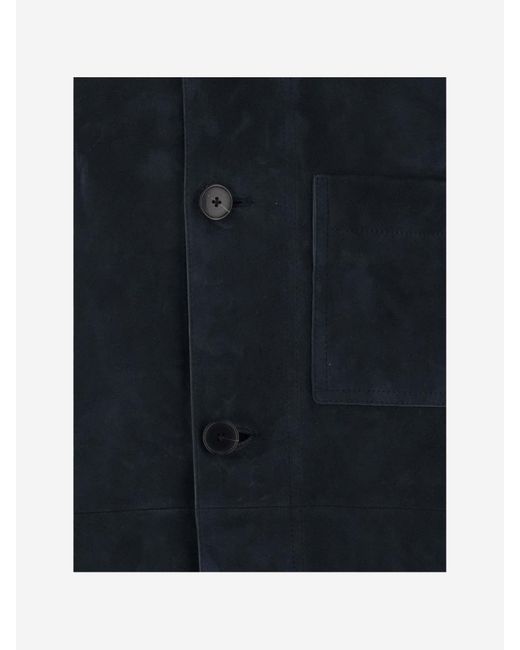 Yves Salomon Blue Suede Jacket for men