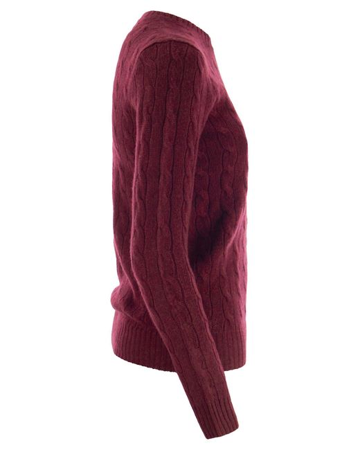 Polo Ralph Lauren Purple Wolle und Kaschmir -Kabel -Strickpullover