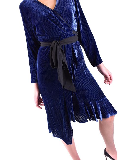 Diane von Furstenberg Blue Wrap-Style Midi Dress With Velvet Texture