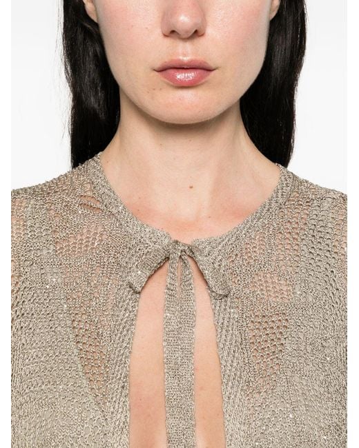Fabiana Filippi Natural Tie-Detail Long Cardigan