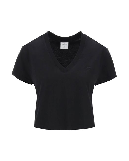 Courreges Twisted T -shirt Mini -jurk in het Black