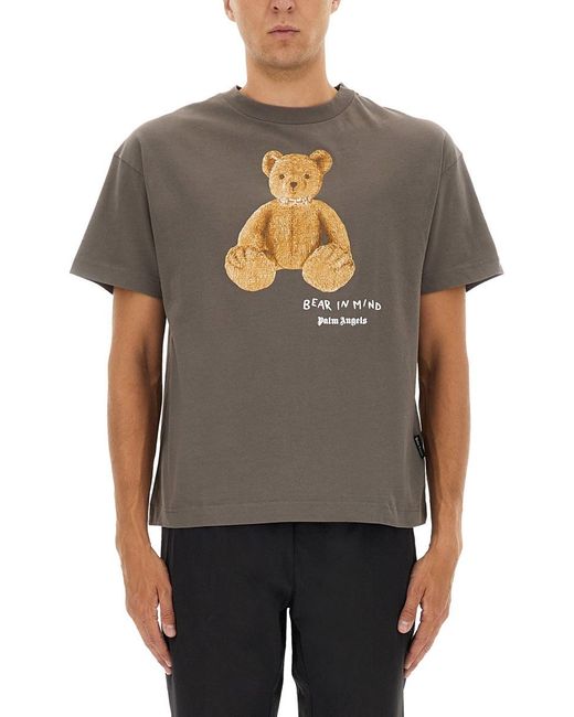 Palm Angels Gray T Shirt With Print