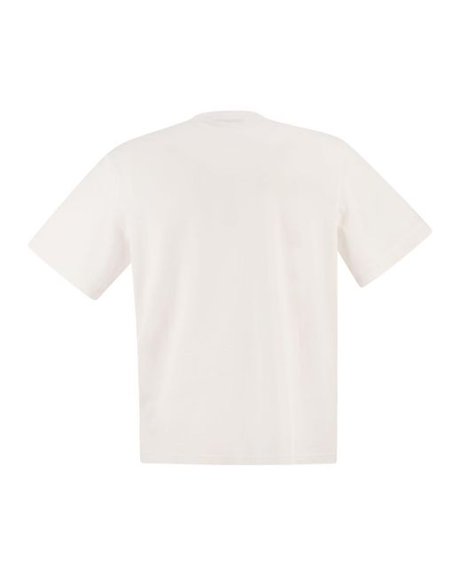 Stone Island White Regular Fit T-Shirt With “Light Compass” Print for men