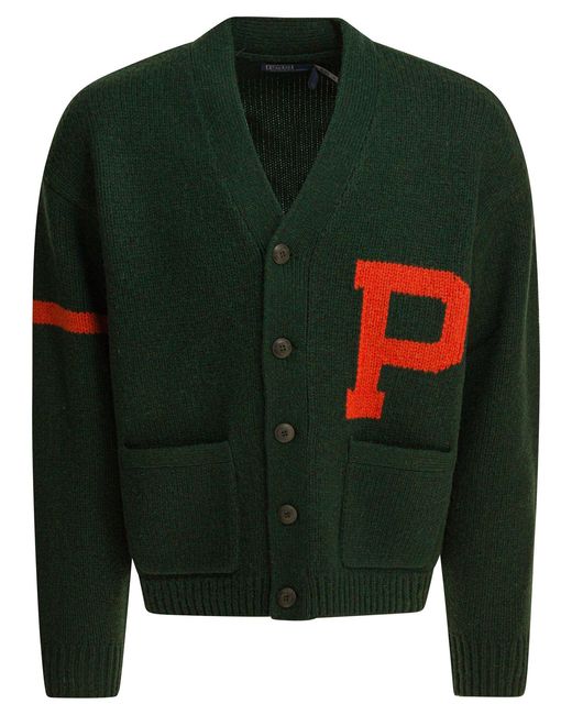 Cardigan col V avec logo Polo Ralph Lauren pour homme en coloris Green