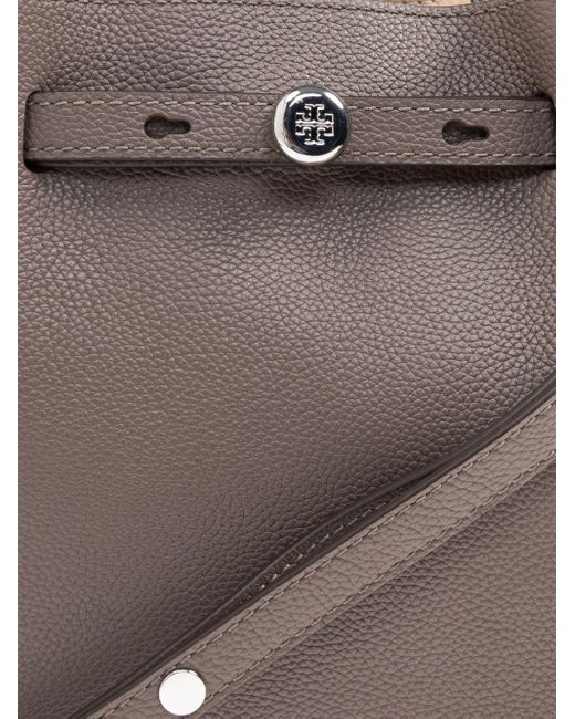 Tory Burch Gray Romy Leder Eimerbeutel