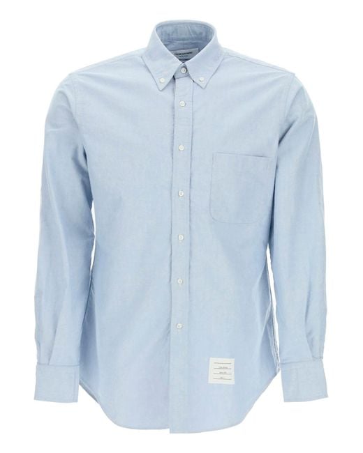 Thom Browne Oxford Cotton Button Down Hemd in Blue für Herren