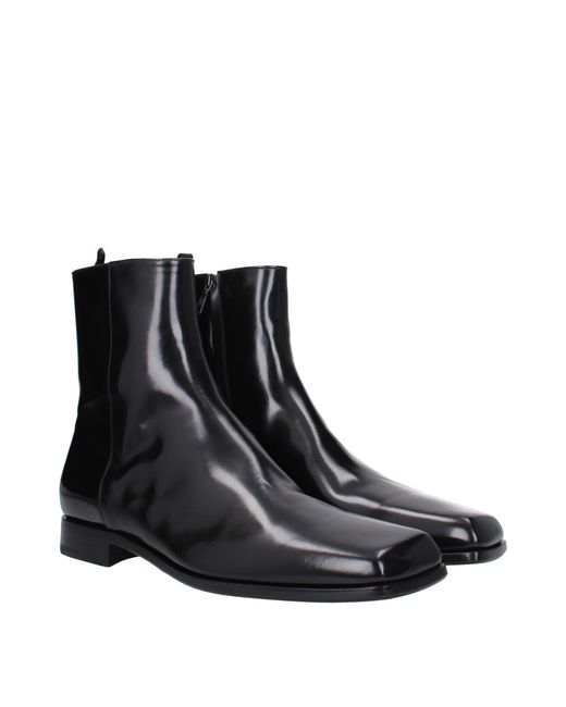 Prada Black Stivaletti Uomo Pelle Nero for men
