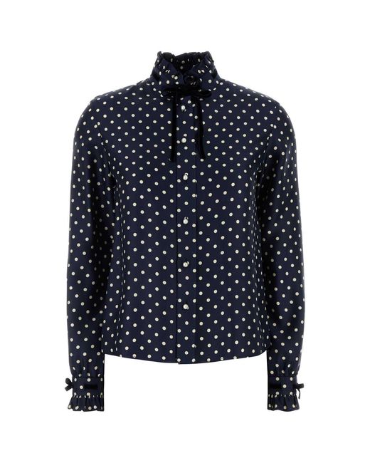 Valentino Garavani Blue Printed Satin Shirt