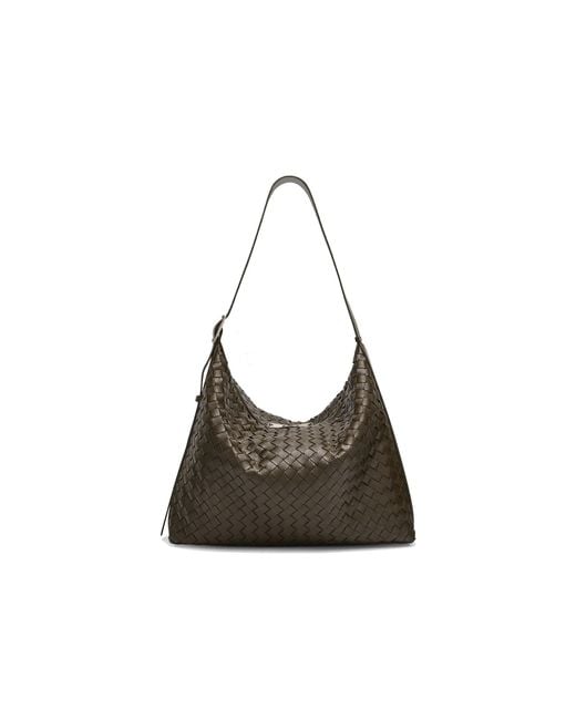 Bottega Veneta Green Traveller Medium Intrecciato Leather Hobo Bag