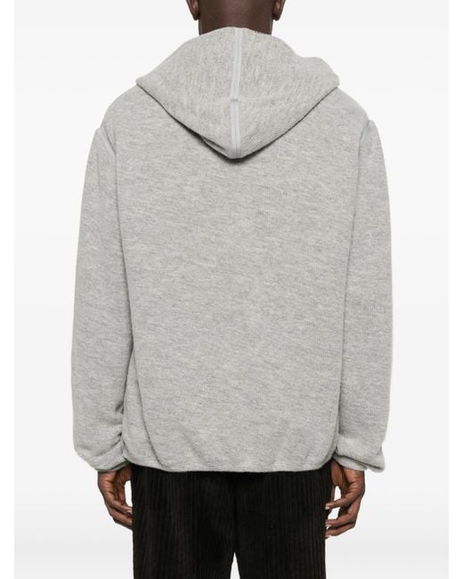 1989 STUDIO Gray Cut Knit Hoodie for men