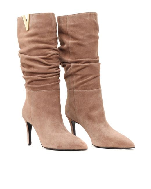 Via Roma 15 Brown Curled Boots 3/4