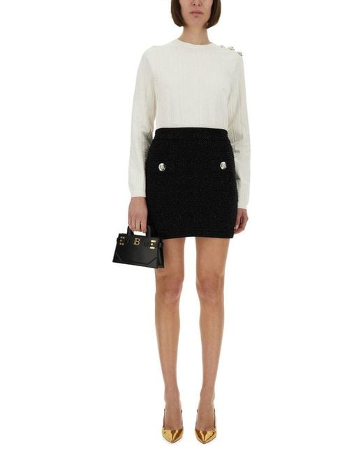 Balmain White Crew Neck Sweater