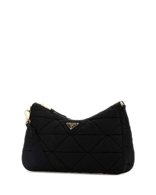 Prada Black Fabric Large Aimee Shoulder Bag