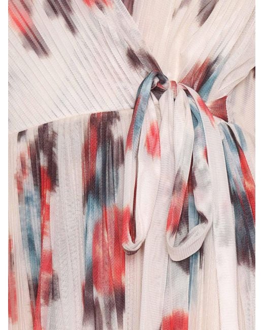 Philosophy Di Lorenzo Serafini White Floral Pattern Midi Dress With Elegant Drape