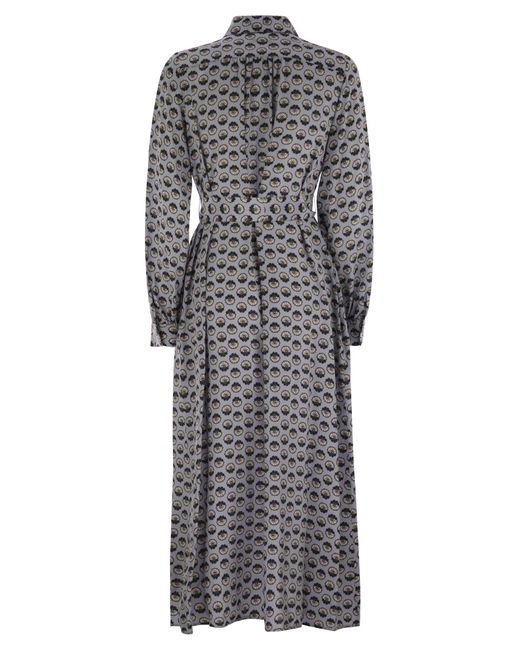 Weekend by Maxmara Gray Narvel Printed Silk Shirt Dress