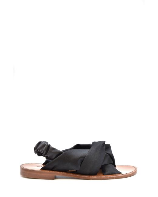 Pinko White Knotted Fabric Flat Sandals