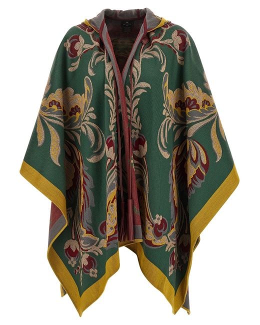 Etro Green Blumen-Paisley-Cape
