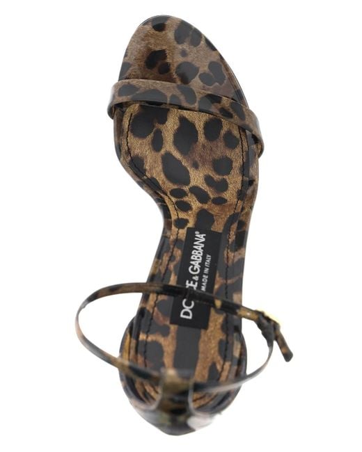 Dolce & Gabbana Leopard Print Glanzende Lederen Sandalen in het Brown