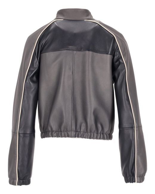 LA ROSE Gray Leather Bomber