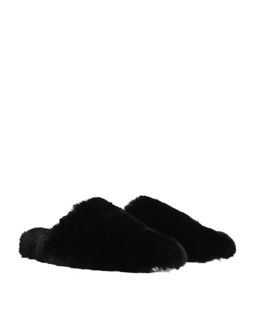 Balenciaga Black Fur Slides And Clogs