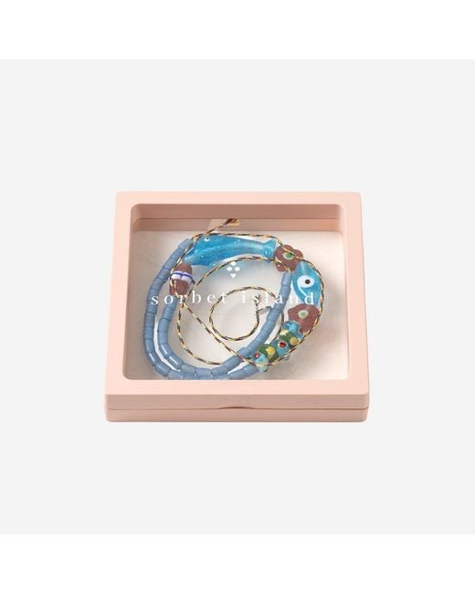 Sorbet Island Blue Necklace With Dolphins And Glass Beads