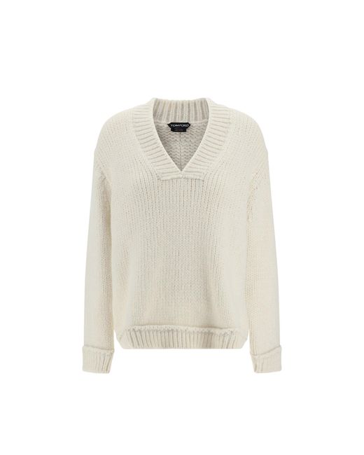 Tom Ford White V-Neckline Sweater