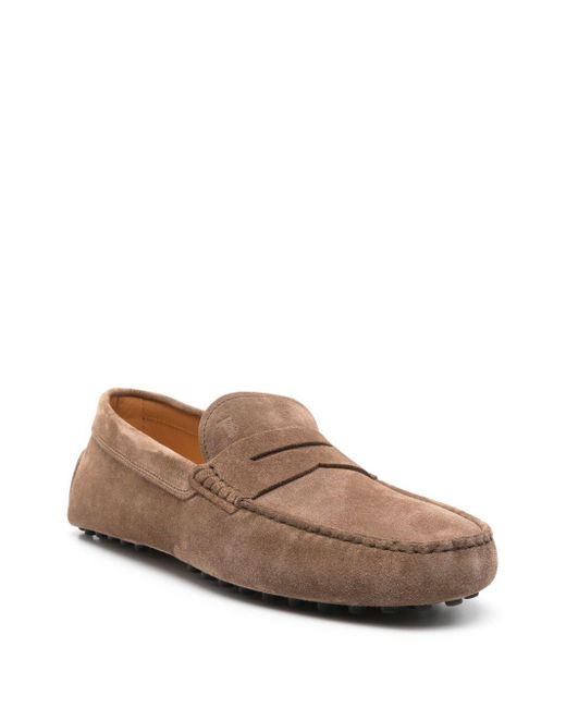 Tod's Brown Suede Rubber Driving Loafers