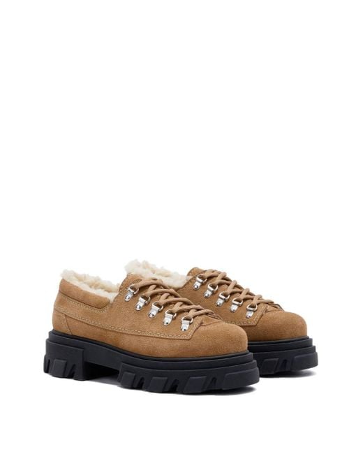 Ganni Brown Suede Derbie Shoes