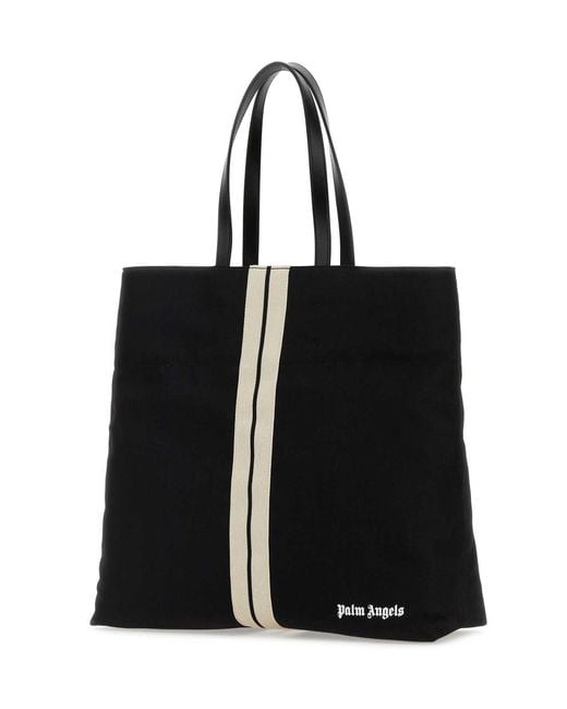 Palm Angels Black Canvas Shopping Bag
