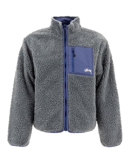 Stussy Blue "Sherpa" Reversible Jacket for men