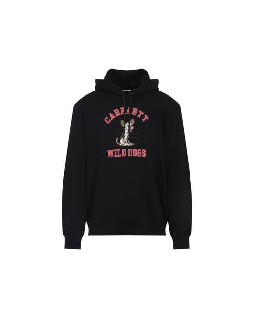 Carhartt Black Graphic Print Hoodie With Drawstring Hood And Ribbed Details for men